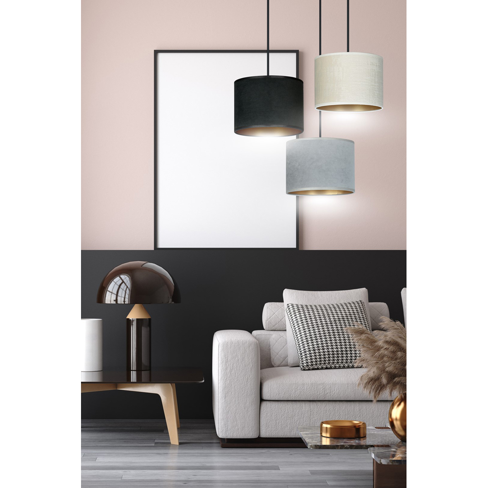 Emibig Hilde Prem 3 Light Black Grey and White Shade Black E27 Ceiling Pendant Light Image 8