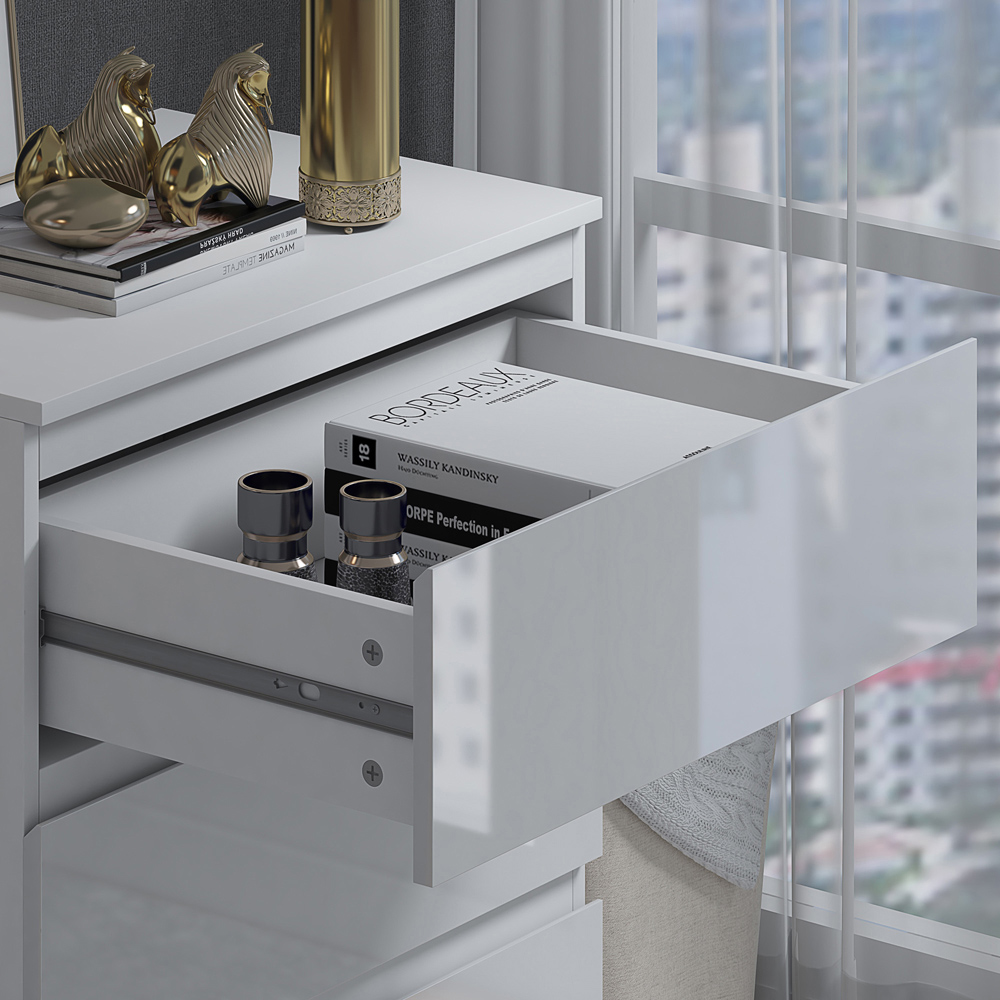 FWStyle Stora 3 Drawer White Gloss Chest Of Drawers Image 3