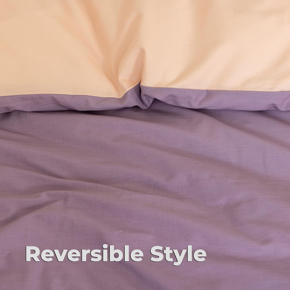MHG Living Super King Size Purple Reversible Duvet Set Image 4