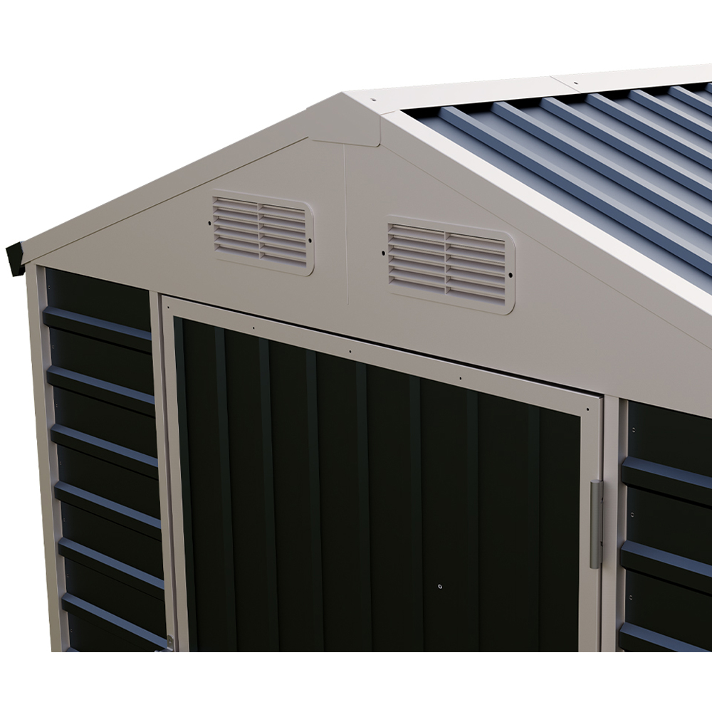 Living and Home 6 x 4ft Anthracite and White Metal Apex Garden Tool Storage Shed Image 3