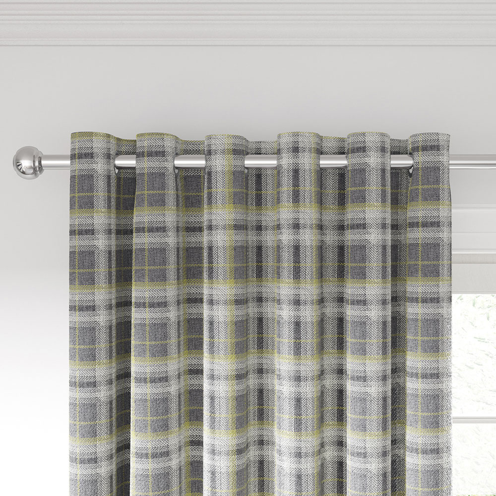 Helena Springfield Harriet Woven Lined Chartreuse and Grey Curtains 229 x 229cm Image 2