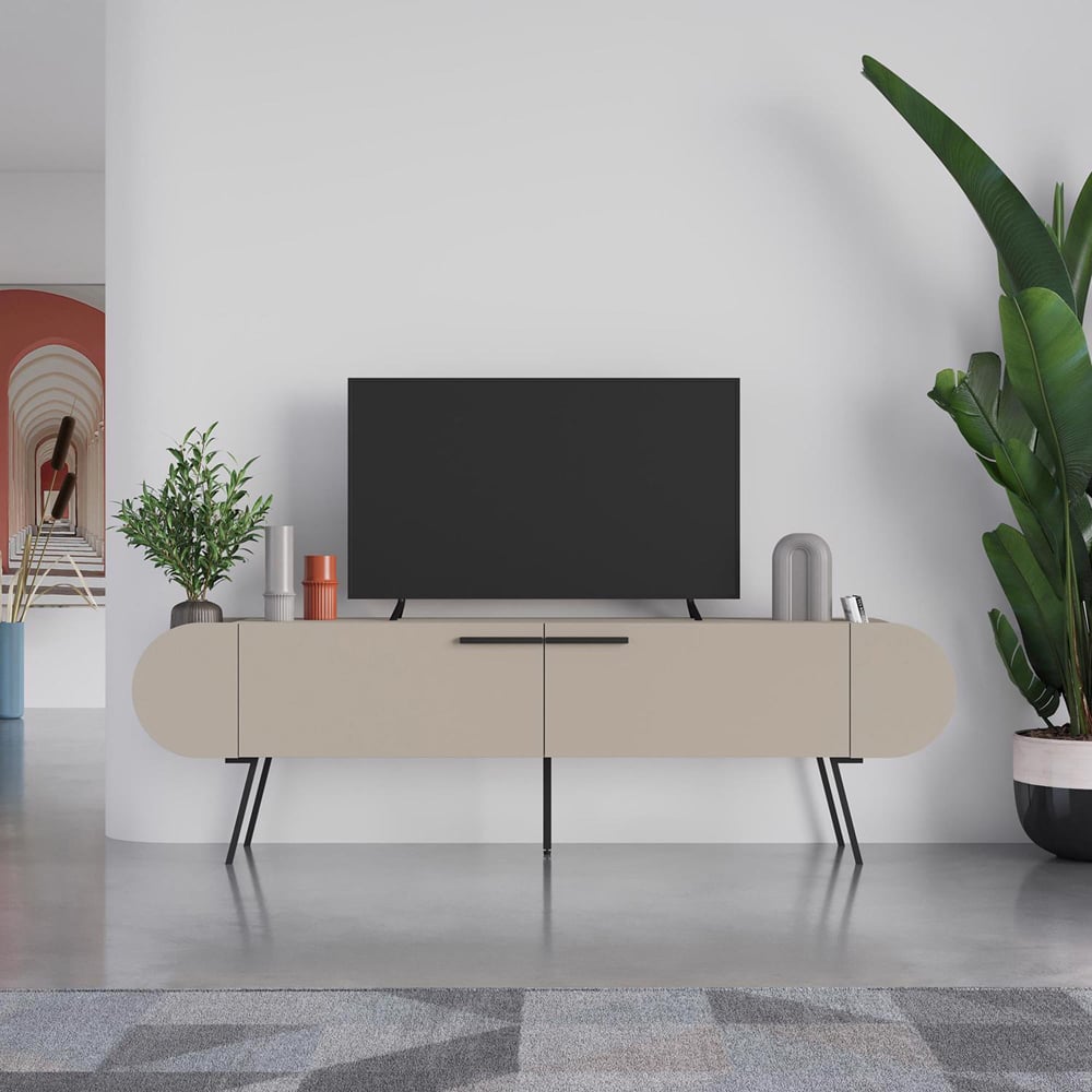 FWStyle Capsule 2 Door 2 Shelf Sandstone TV Unit Stand Image 4