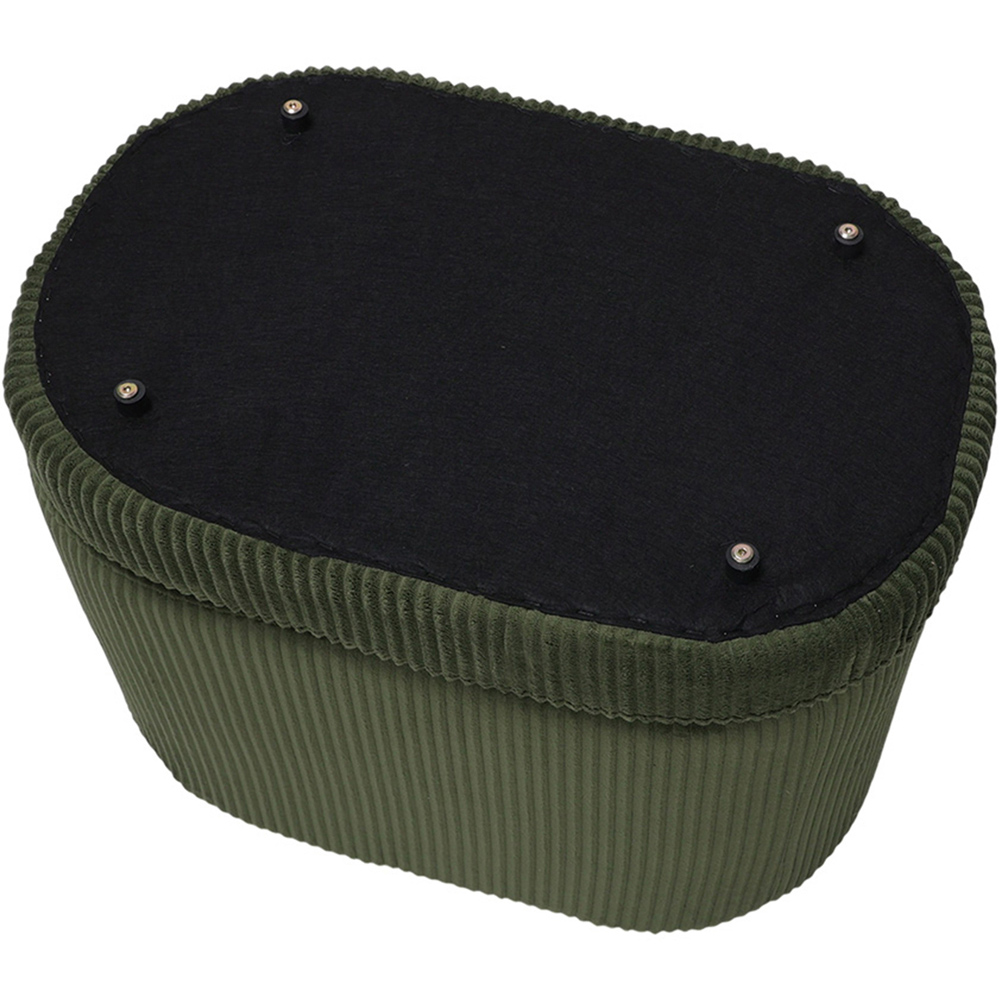 Living and Home Green Corduroy Storage Ottoman with Lift-Up Lid Image 4