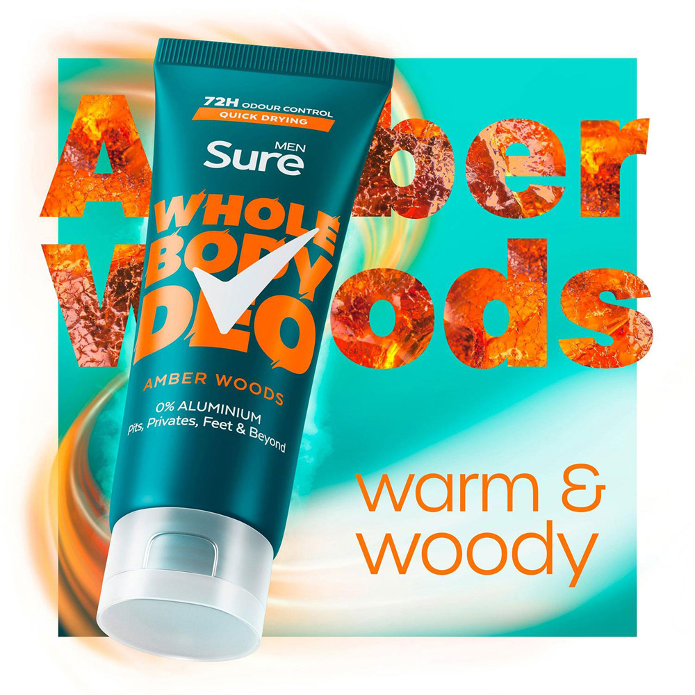 Sure Men Whole Body Amber Woods 72H Odour Control Deodorant Cream 75ml 6 Pack Image 4