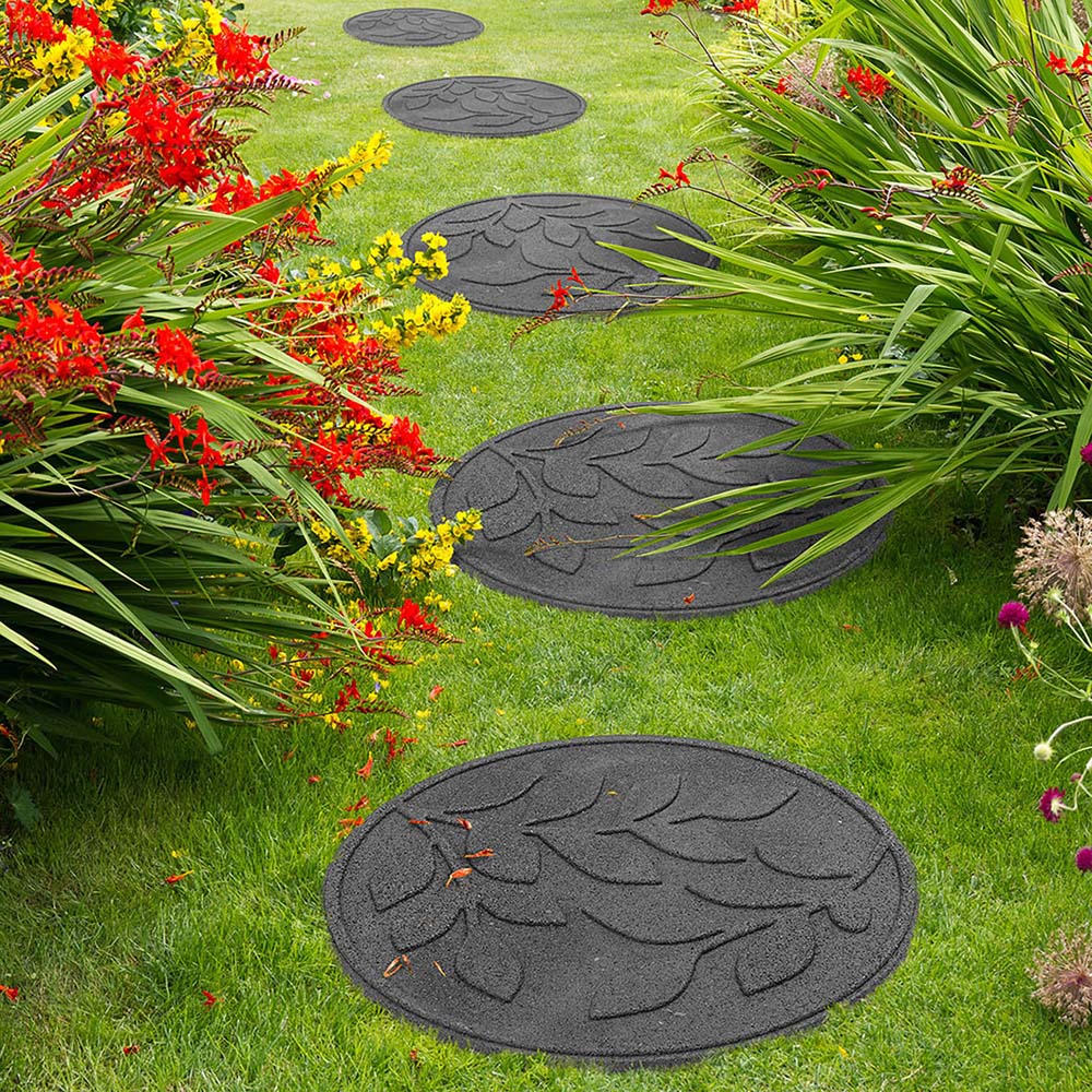 Primeur 46cm Grey Leaves Reversible Stepping Stone 4 Pack Image 2