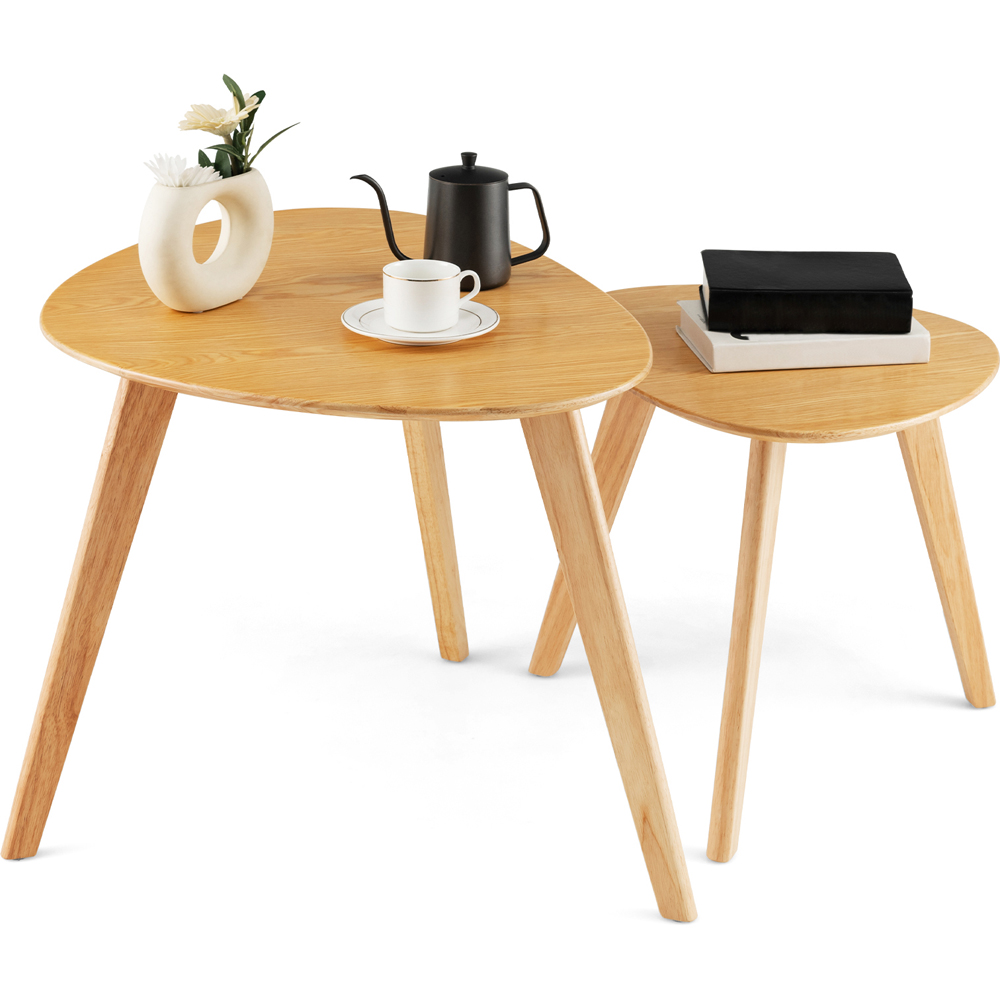Costway Natural Nest of Tables Set of 2 Image 3