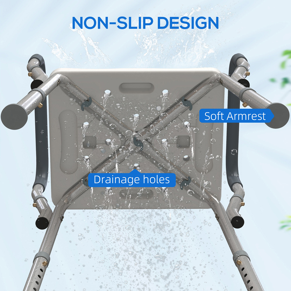 HOMCOM Grey Aluminium Height Adjustable Bath Chair Image 8