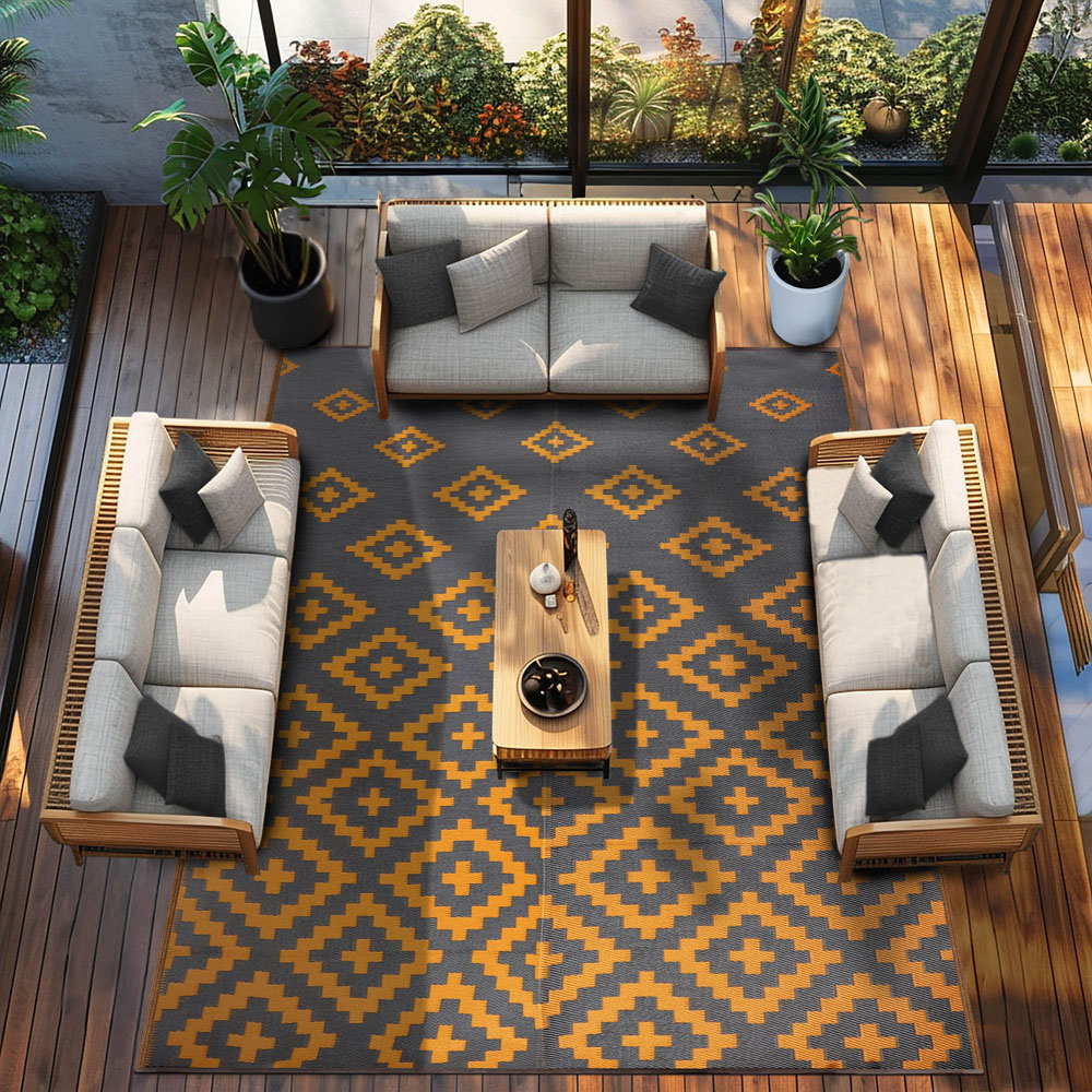 Green Decore Bettina Charcoal Grey and Yellow Ochre Outdoor Rug 240 x 300cm Image 4