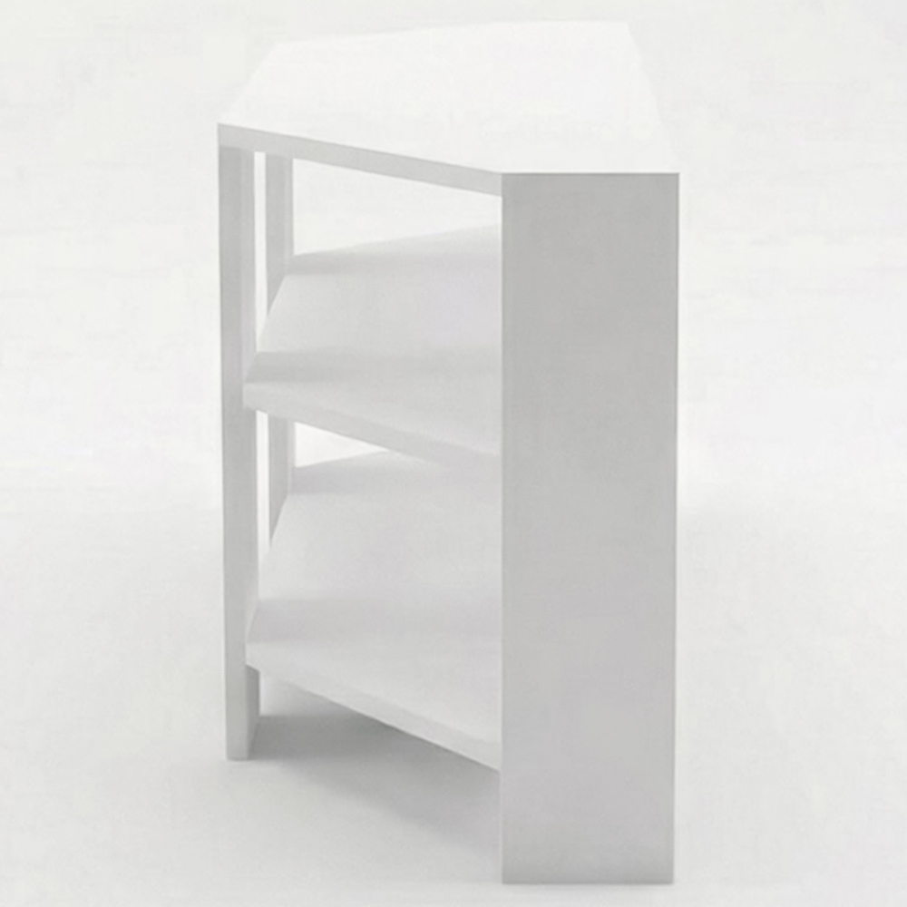 FWStyle Promo 2 Shelf White Corner TV Unit Image 3