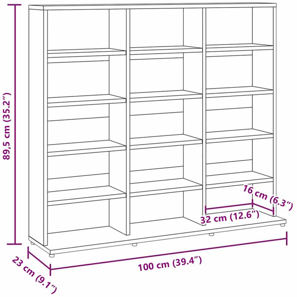 vidaXL 15 Open Shelf Smoked Oak CD Cabinet Image 8