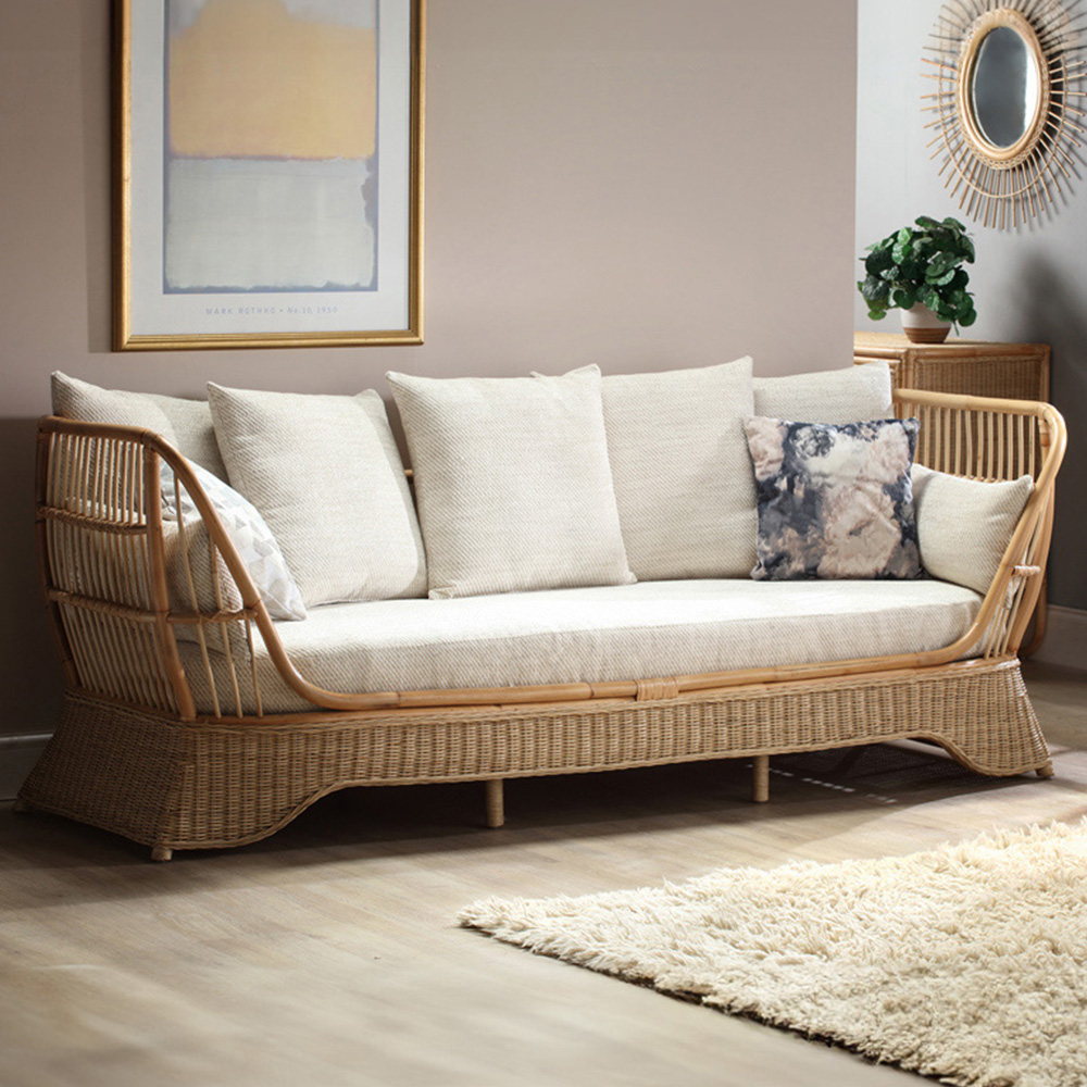 Desser Natural Rattan Day Bed Sofa with Jasper Cushion Image 1