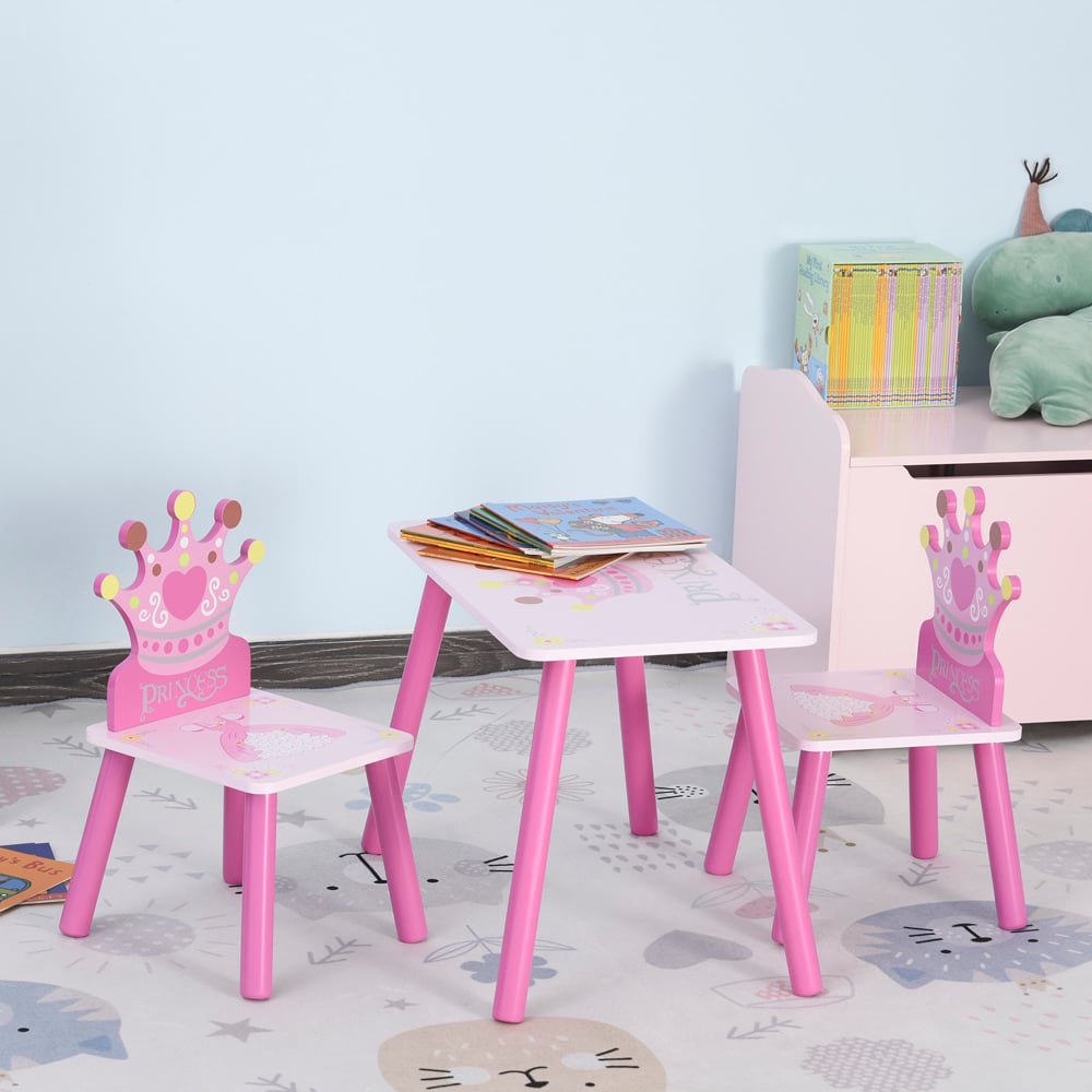 Playful Haven 3 Piece Pink Kids Table and Chair Set Image 2