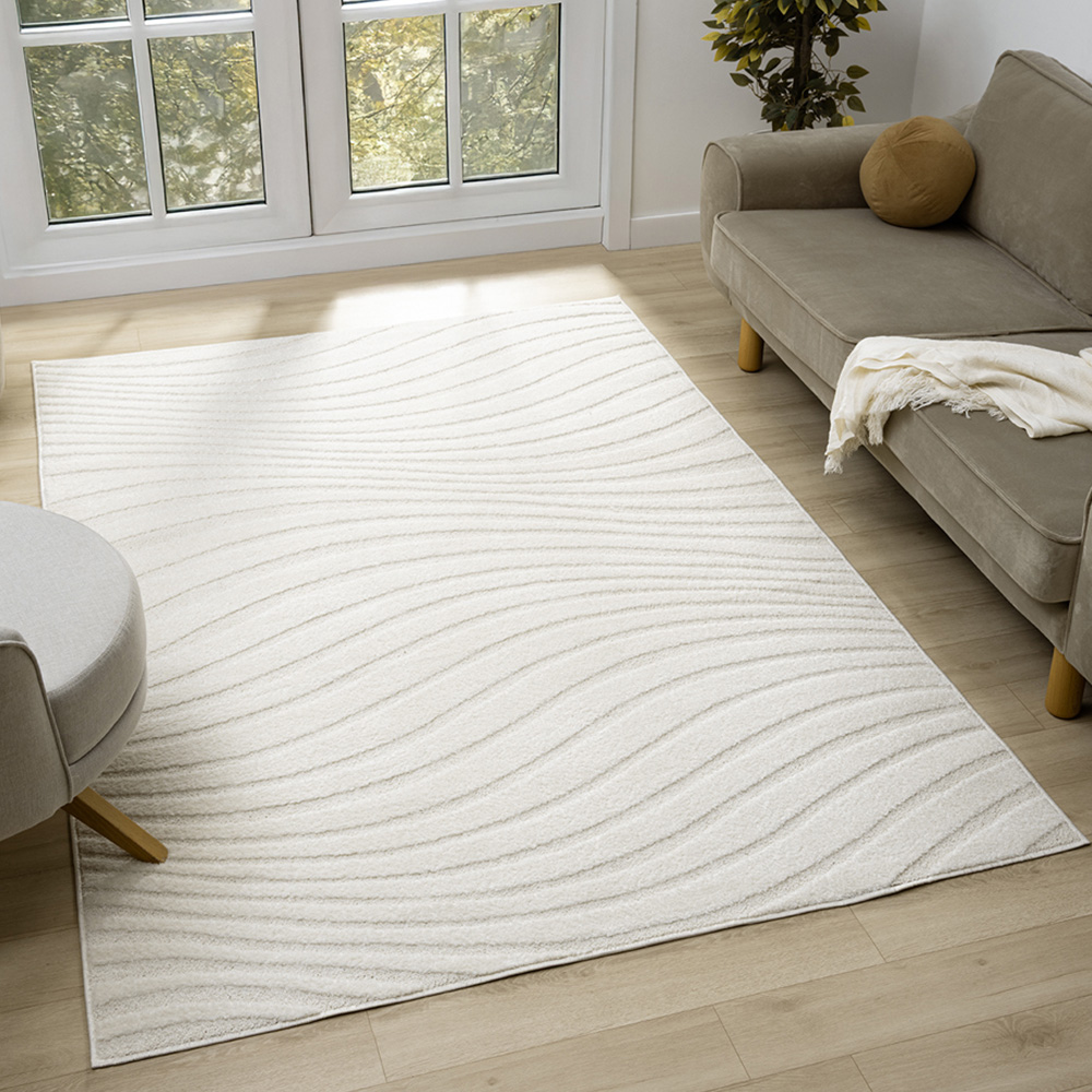 Desire Rugs Aya Cream Embossed Waves Rug 80 x 150cm Image 2