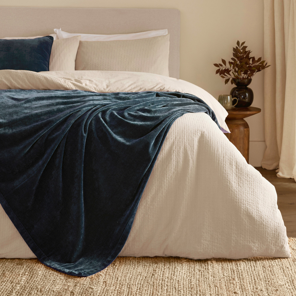 Yard Navy Heavy Chenille Velvet Throw 130 x 180cm Image 2