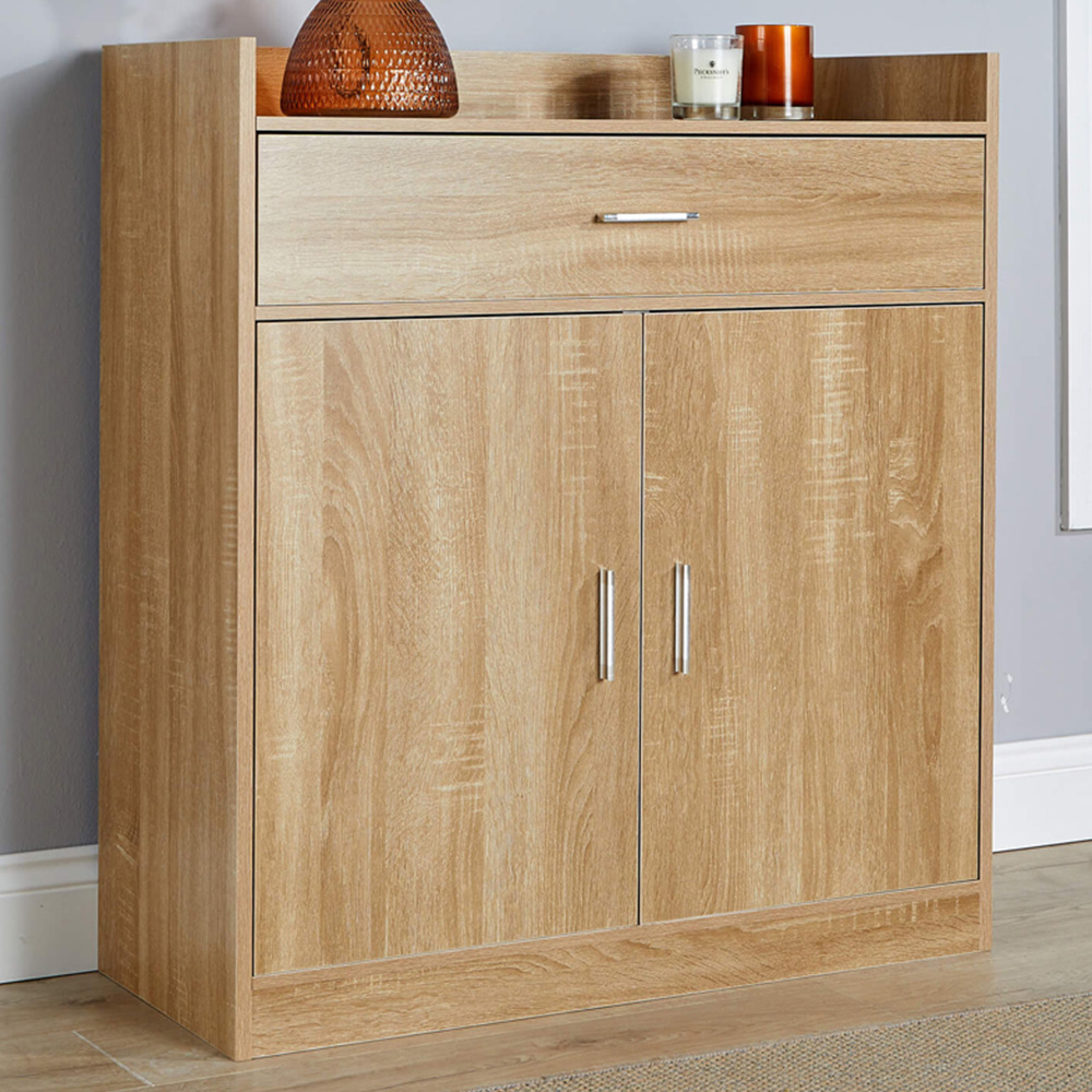 Home Source Novora 2 Door Oak Shoe Cabinet Image 1