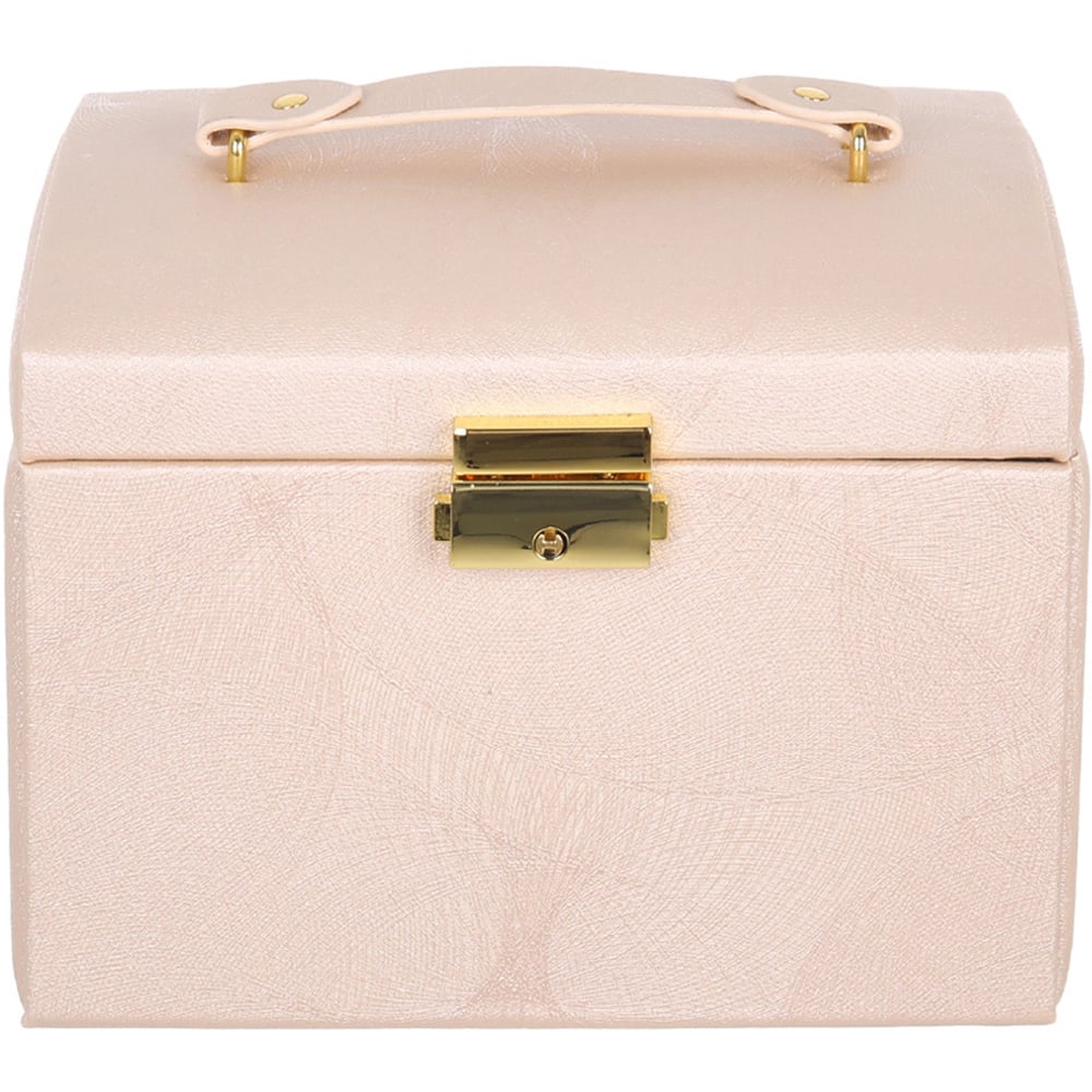 H&O Direct 2 Drawer Pink Faux Leather Jewellery Box Image 1
