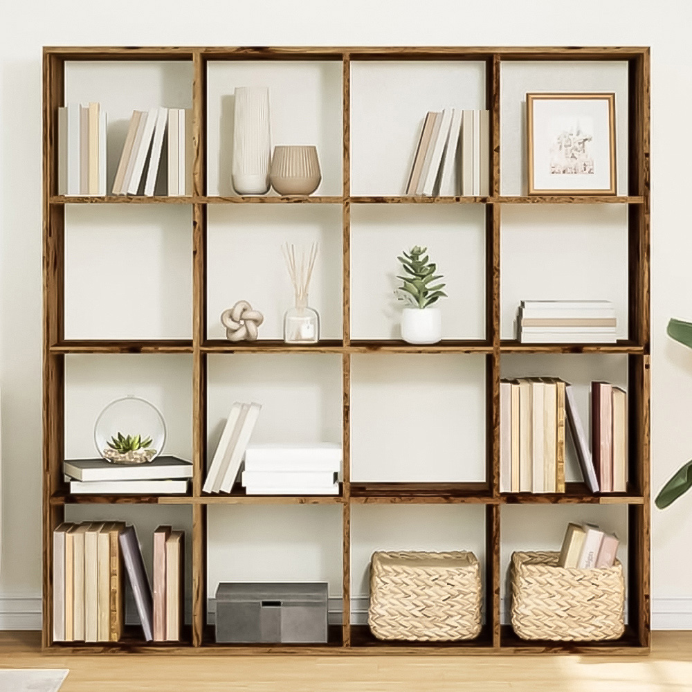 vidaXL 12 Shelf Old Wood Bookcase Image 1