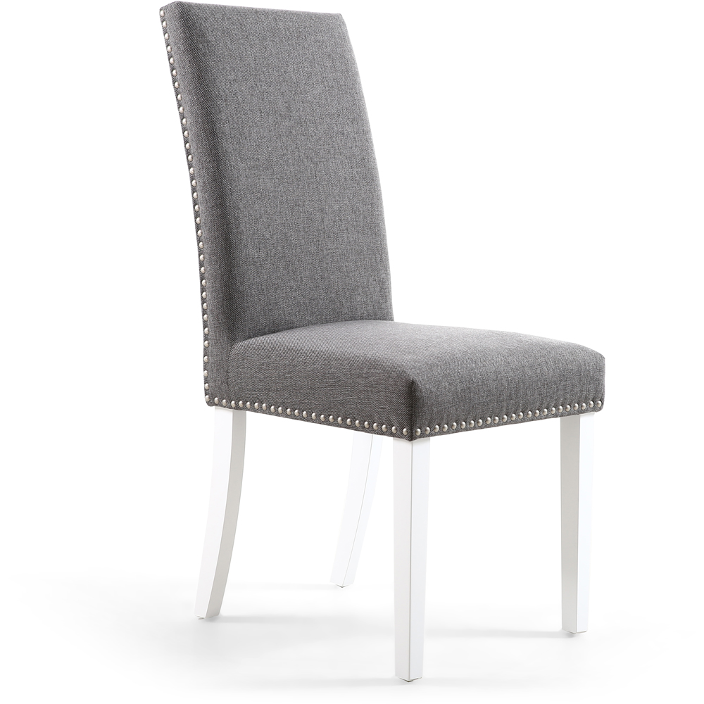 Randall Set of 2 Steel Grey and White Linen Effect Dining Chair Image 3