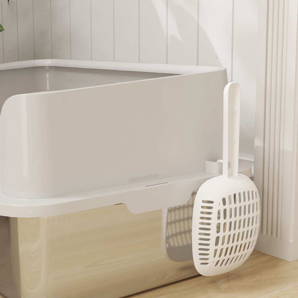 PawHut High Sided Stainless Steel Cat Litter Box with Scoop Image 3