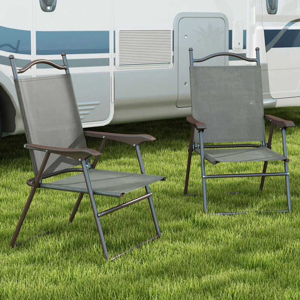 Outsunny Set of 2 Folding Camping Chair Image 2