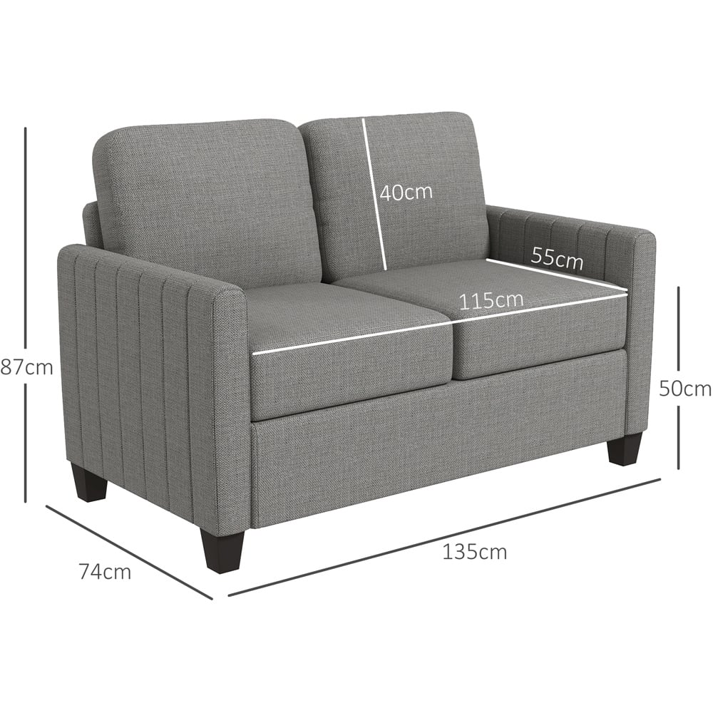 HOMCOM 2 Seater Grey Channel Tufted Fabric Sofa Image 8