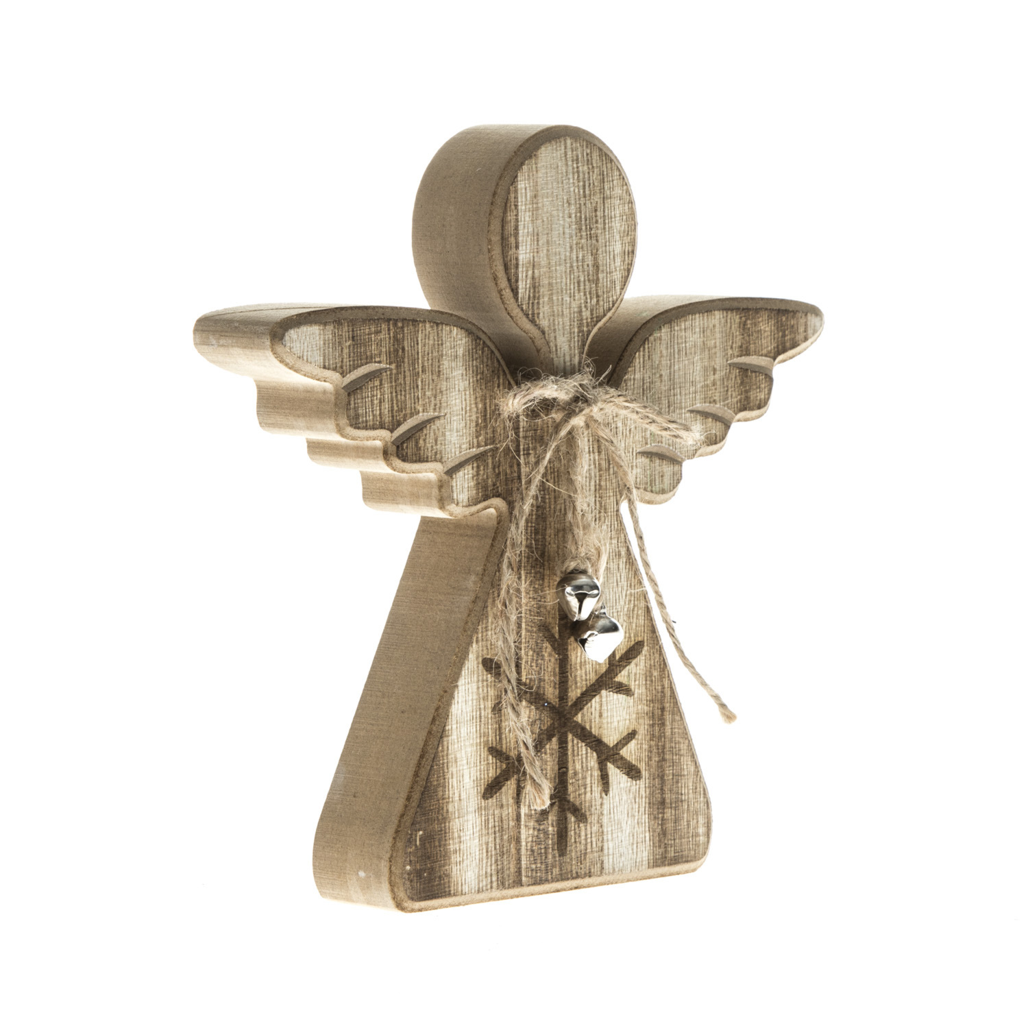 Alpine Lodge Brown Wooden Standing Angel Decoration Ornament Image 2