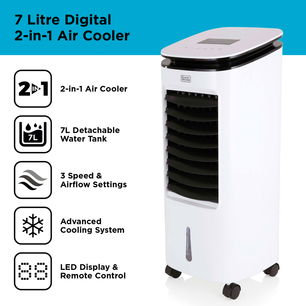BLACK+DECKER 2 in 1 White Digital Air Cooler 7L Image 8