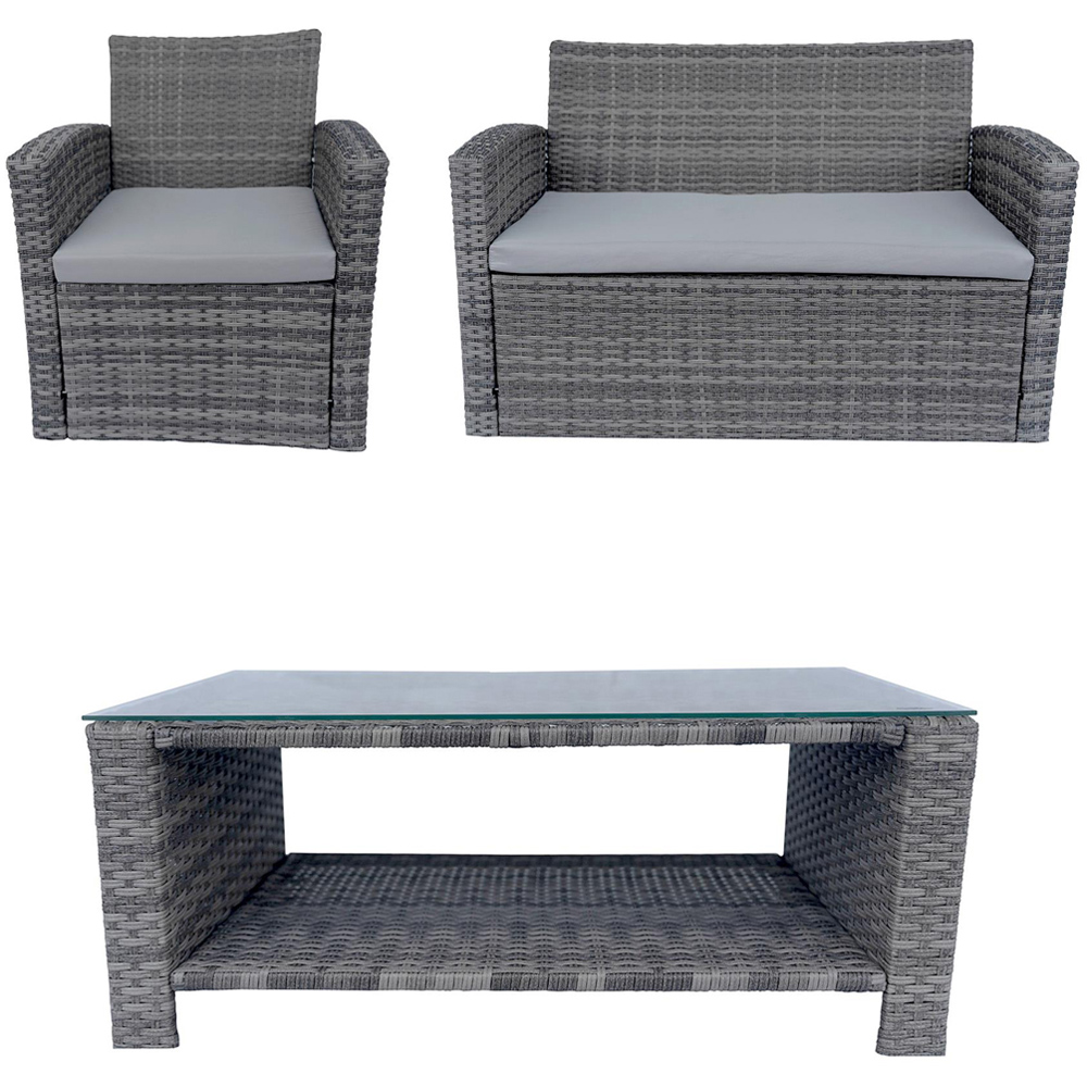 Shatchi 4 Seater Grey Steel Garden Sofa Set Image 4