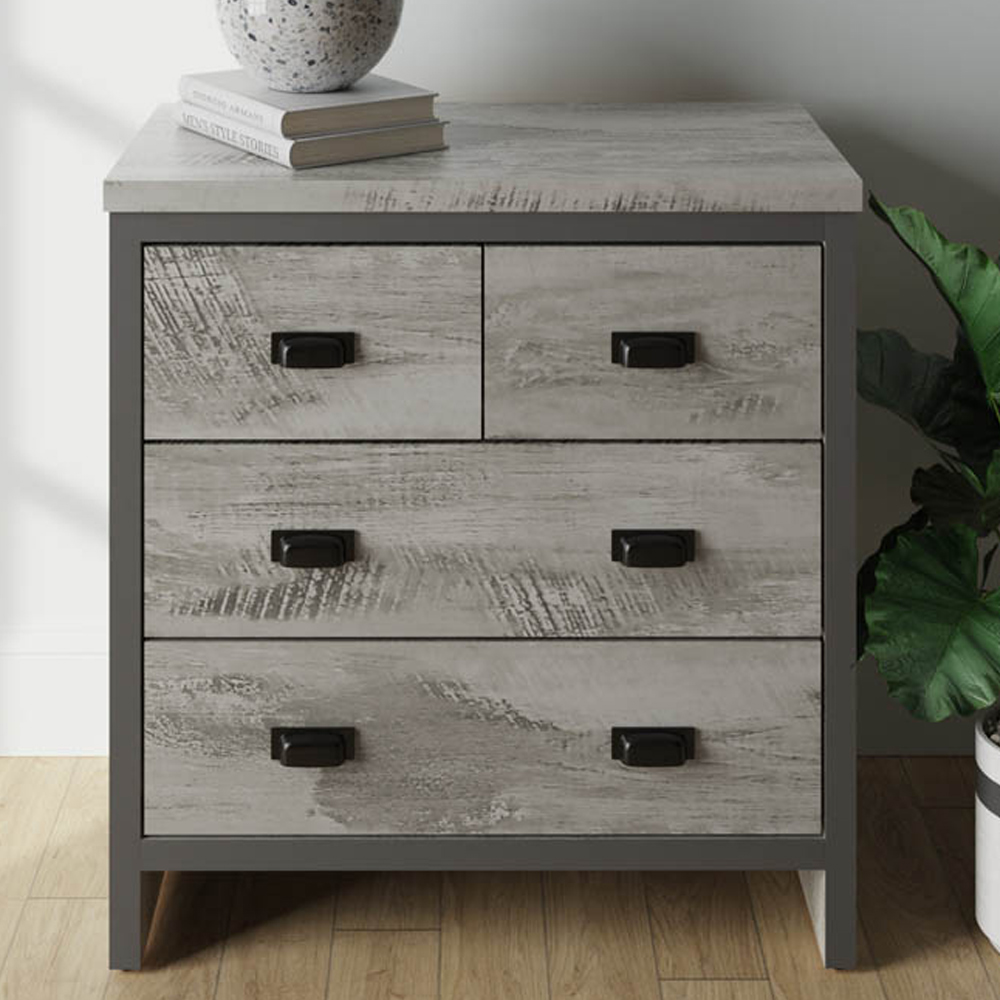 GFW Boston 4 Drawer Grey Chest of Drawers Image 1