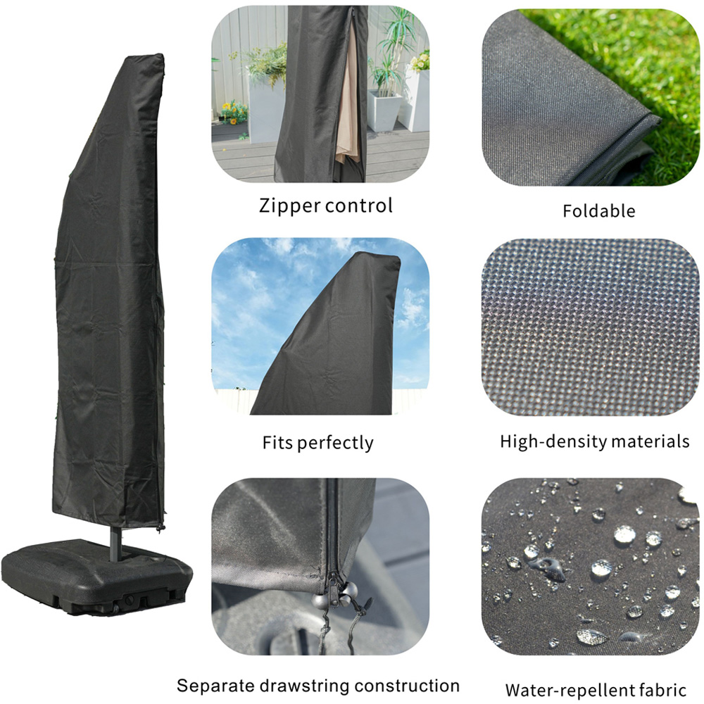 Direct Wicker Black Outdoor Waterproof Parasol Cover 7ft Image 7