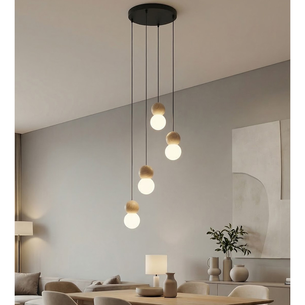 Emibig Loop 4 Light Ring-Shaped Shade Black G9 Ceiling Pendant Light Image 6