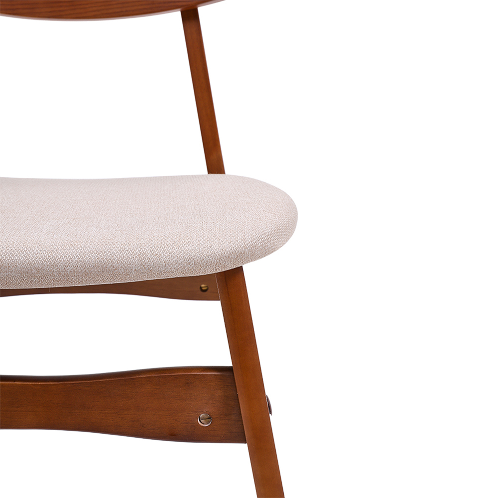 Living and Home Set of 2 Beige Linen Curved Backrest Dining Chair Image 5
