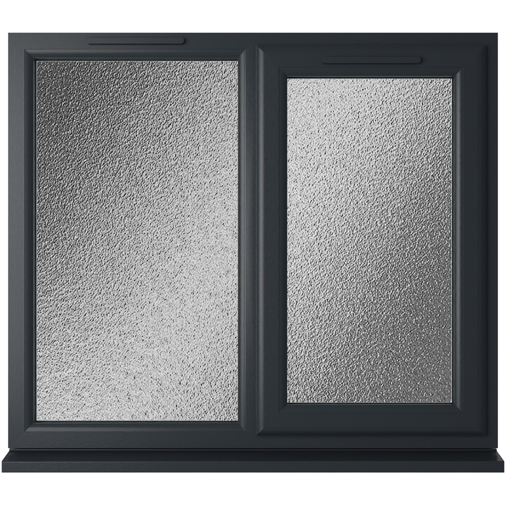 Crystal uPVC Double Glazed Window RH Side Hung Next to a Fixed Grey White Obscure Glass 1190x1040mm Image 1