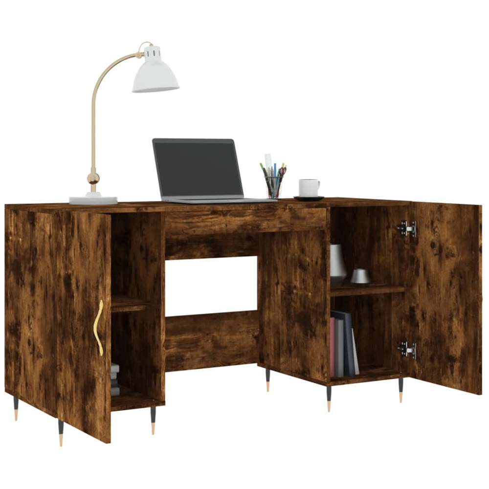 vidaXL 2 Door Computer Desk Smoked Oak Image 9