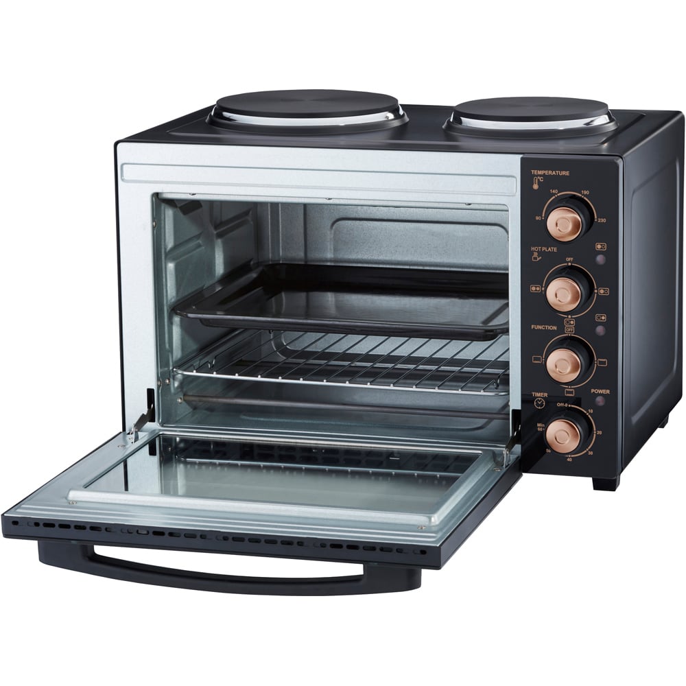 Cooks Professional K493 Copper Counter Top 34L Mini Oven Grill with 2 Hobs Image 4