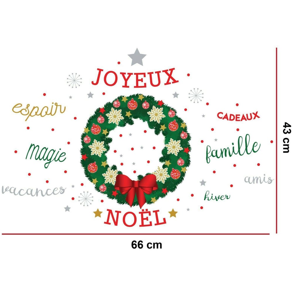 Walplus French Quotes Christmas Garland Self Adhesive Wall Stickers Image 4
