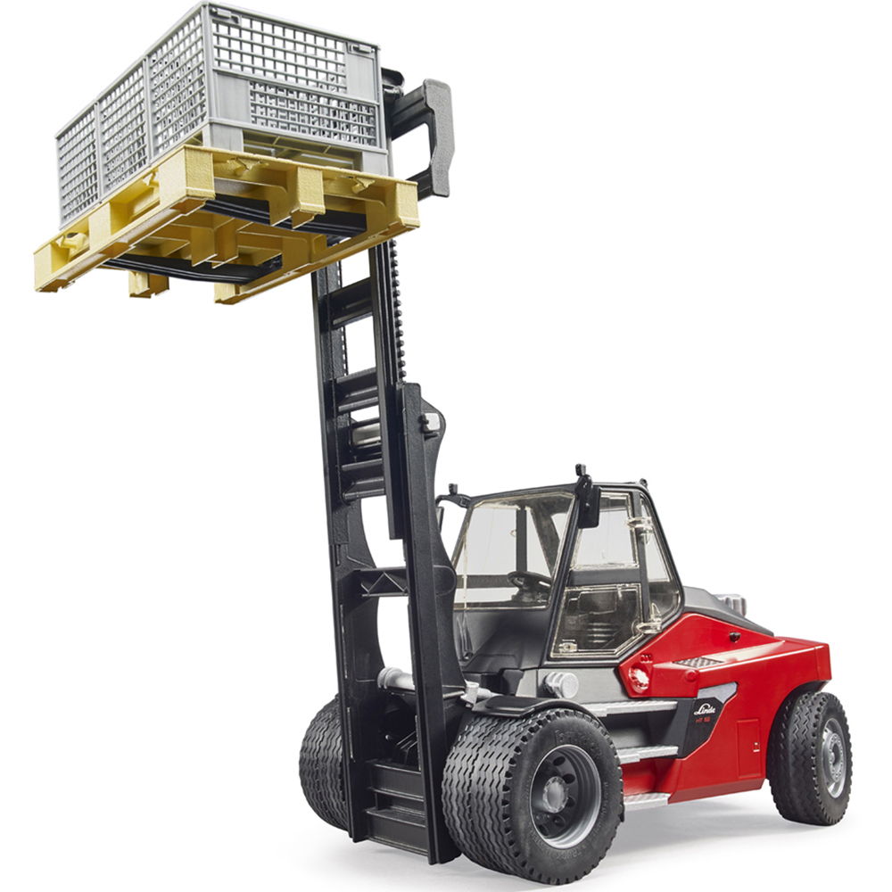 Bruder Kids Linde HT160D Forklift with Pallet and 3 Pallet Cages Playset Model Image 5