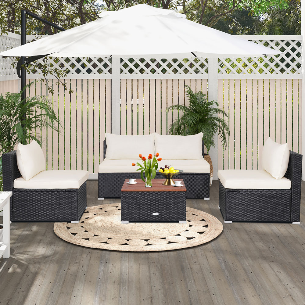Costway 4 Seater PE Rattan Patio Bistro Set Image 4
