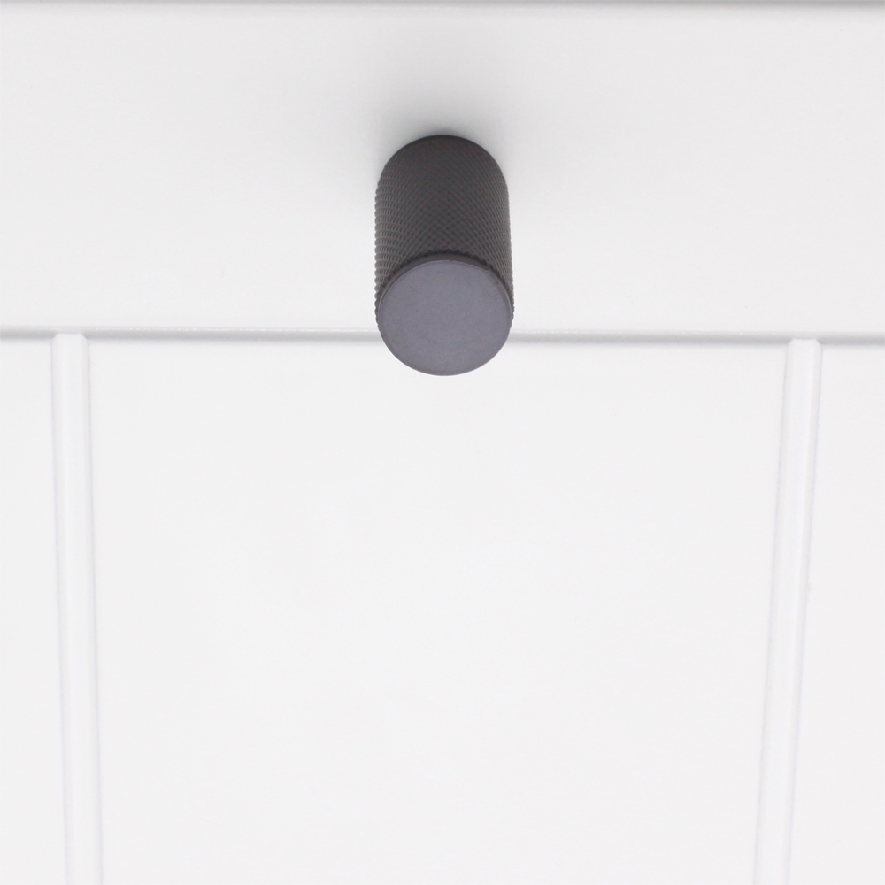 Spira Brass Gunmetal Grey Knurled Cylinder Pull Cupboard Handle Image 2