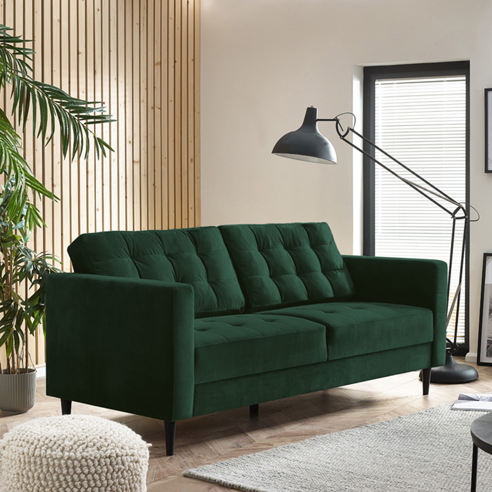 Furniturebox Josie 3 Seater Emerald Green Velvet Sofa Image 5