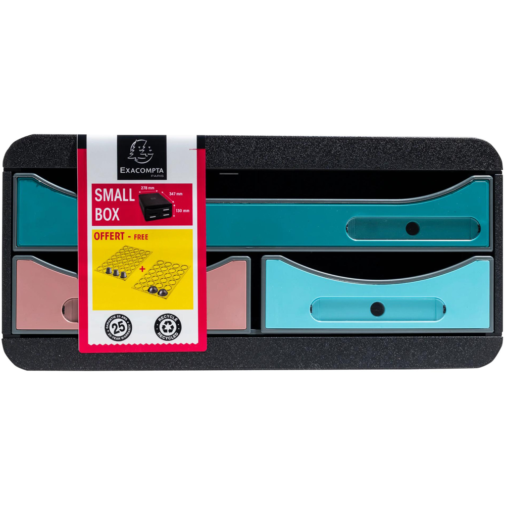 Exacompta Skandi 3 Drawer Multicolour Small Storage Box Image 7