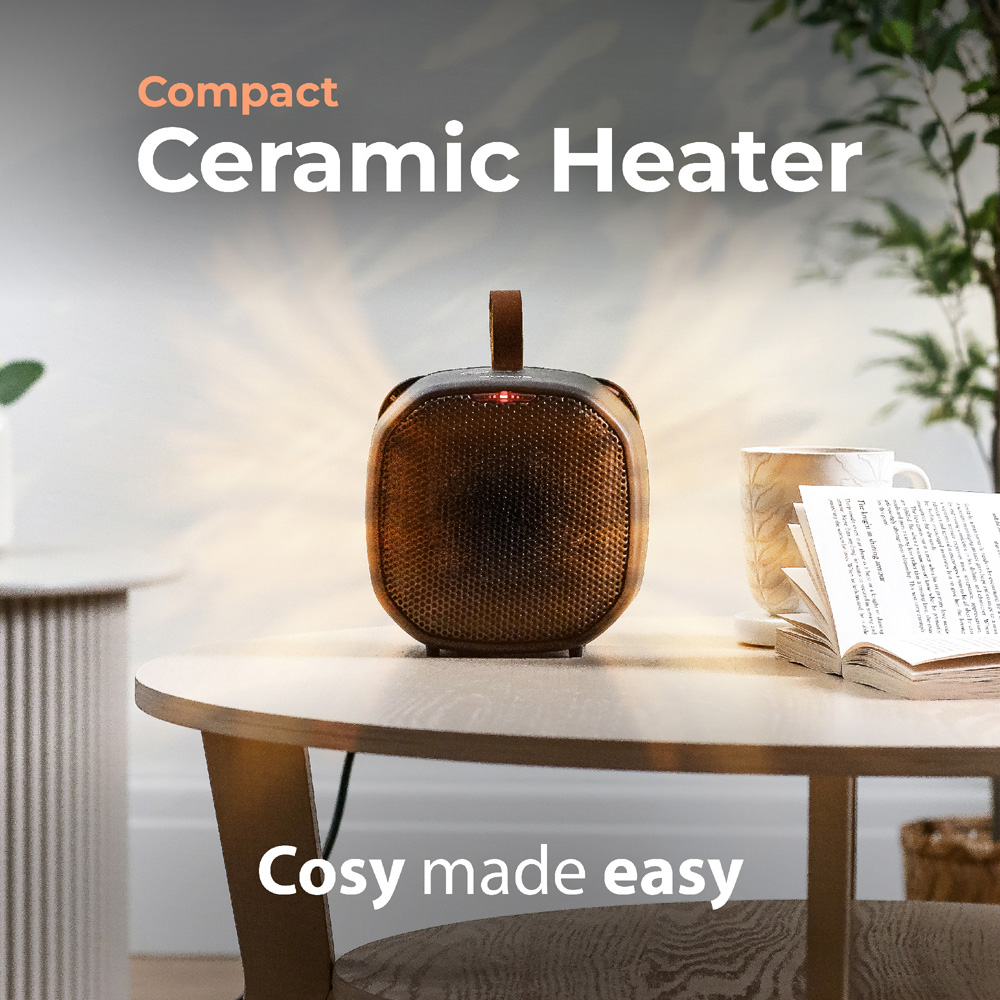 Abode ADTH1002B Black Compact Ceramic Heater with Faux Leather Handle 1400W Image 3