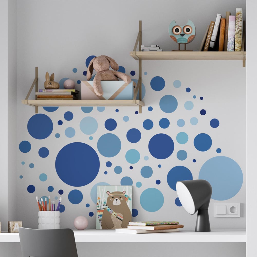 Walplus Kids Happy Circles Blue Self Adhesive Wall Stickers Image 3