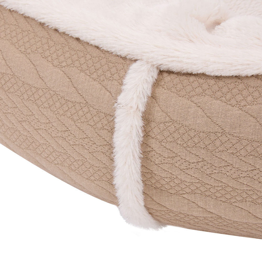 H&O Direct 60cm Light Brown Plush Warm Pet Bed with Anti-Slip Bottom Image 4