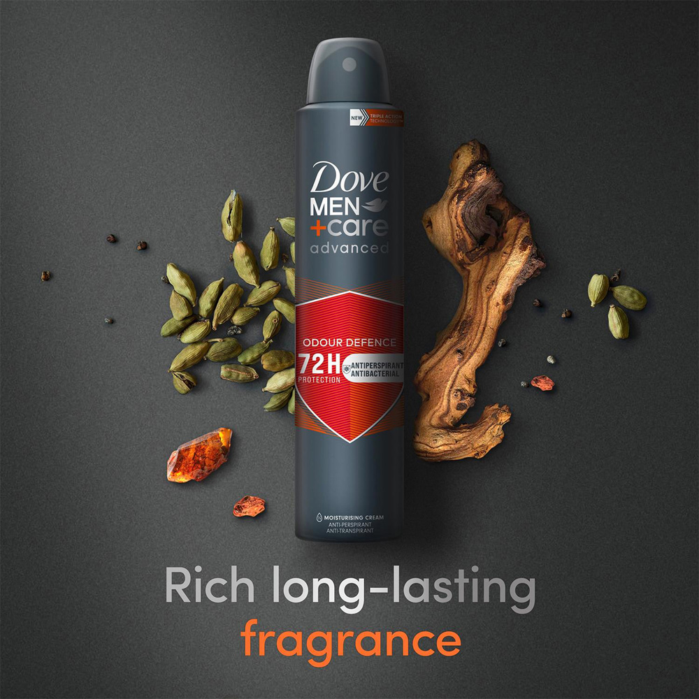 Dove Men+Care Advanced Odour Defence Antibacterial Anti-Perspirant Aerosol 200ml 12 Pack Image 5