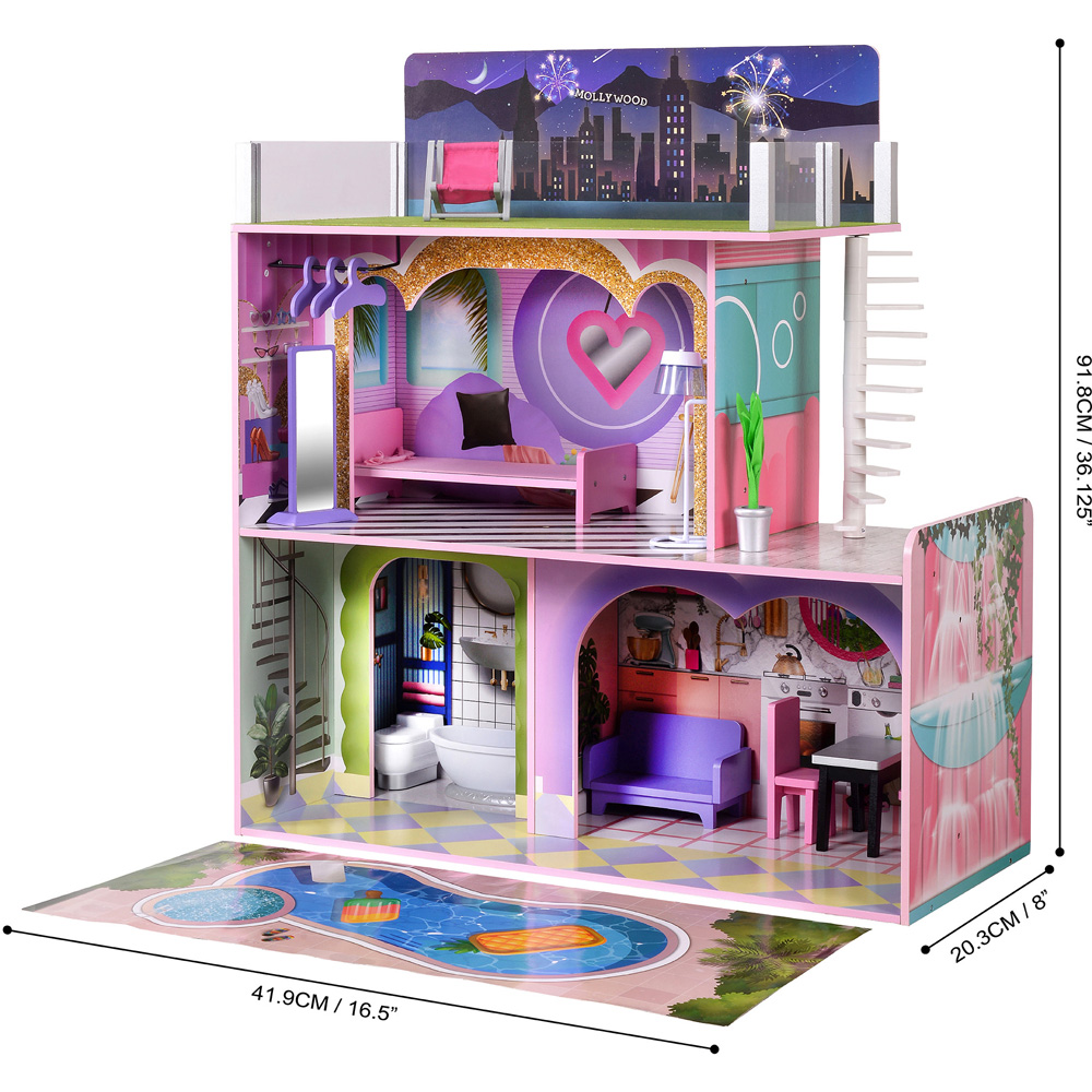 Teamson Kids Multicolour Dreamland Sunset 16 Pieces 3 Storey Doll House Play Set Image 8