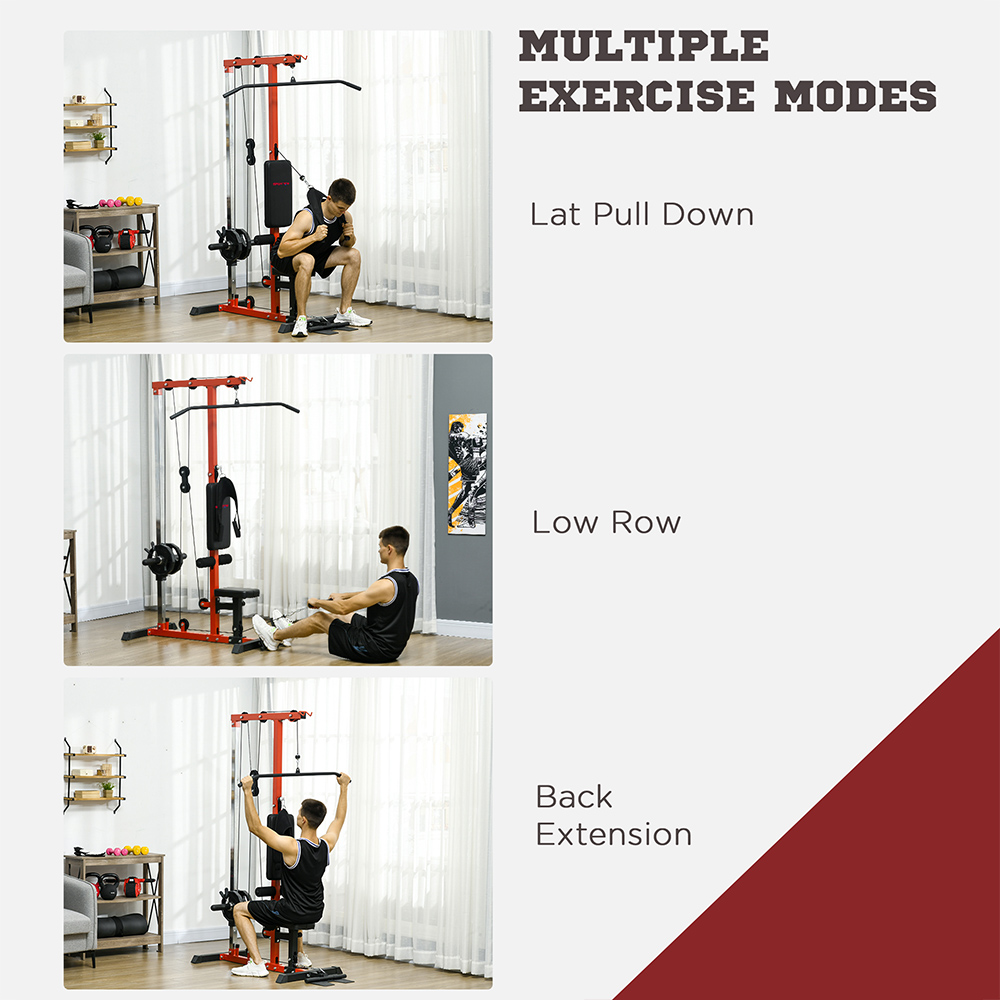 SPORTNOW Red and Black Pull Up Station with Adjustable Seat Image 4