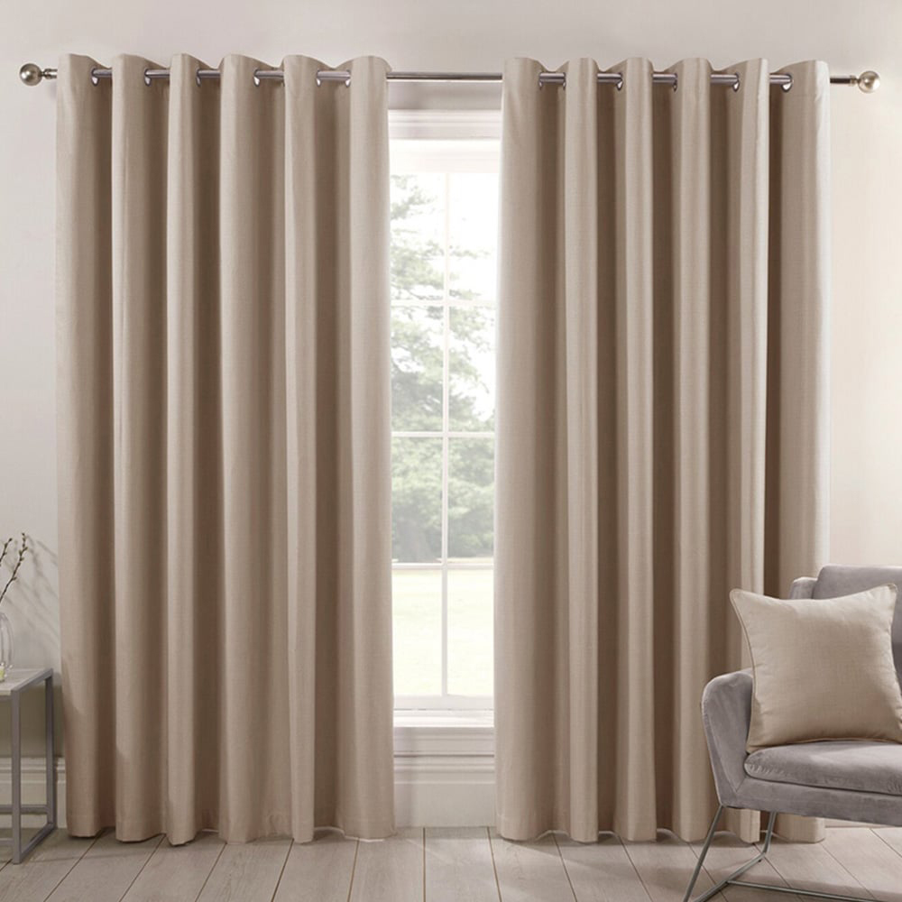 Divante Hoxton Natural Blackout Eyelet Curtain 229cm Image 1