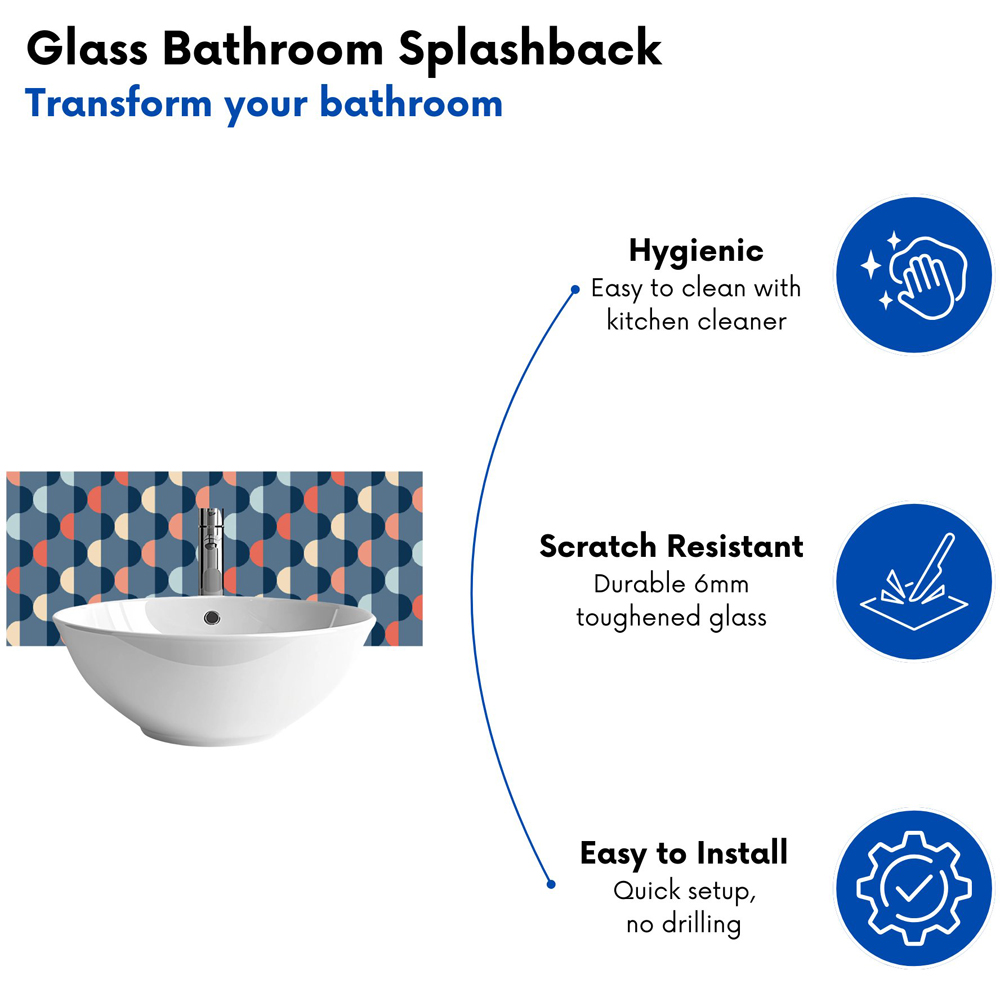 Warren Reed Designer Geometric Pattern Glass Bathroom Splashback 25 x 60cm Image 4