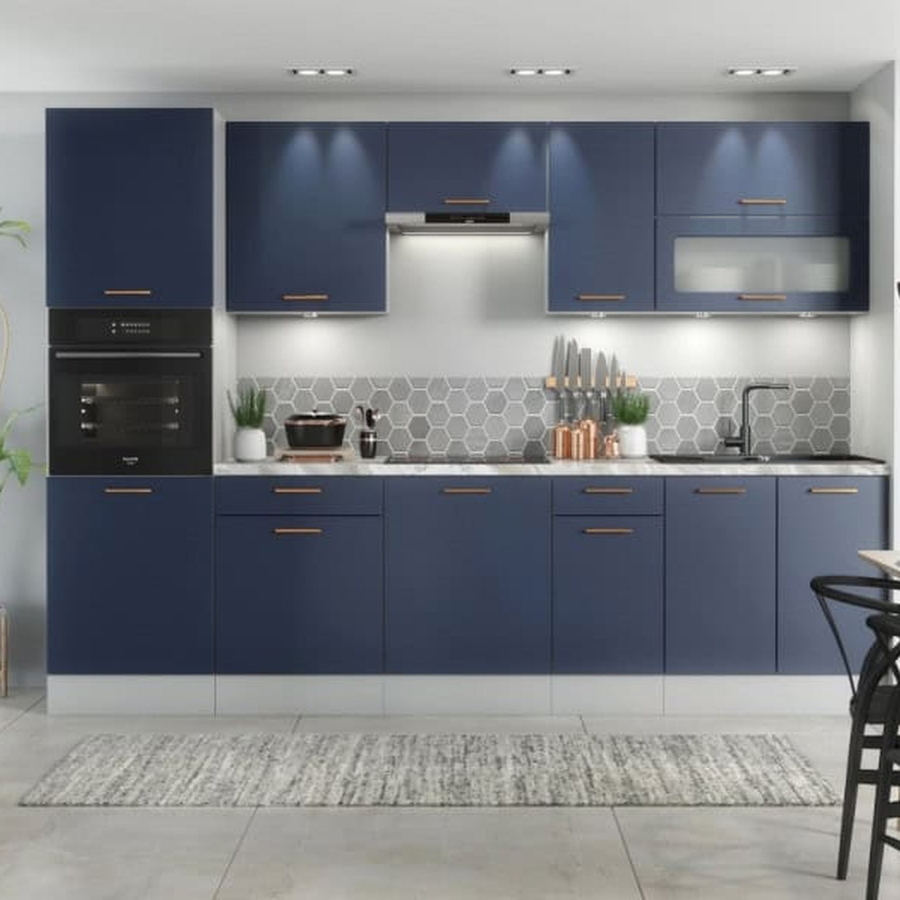 Impact Furniture Nora 2 Door Single Shelf Dark Navy Eye Level Kitchen Oven Housing Unit 600mm Image 2